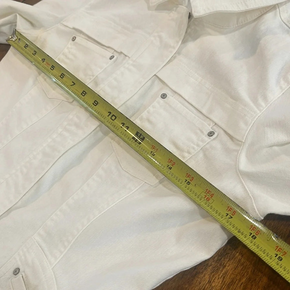 OSO Casuals Off White Denim Zip Front Jean Jacket Size Small - Picture 9 of 13